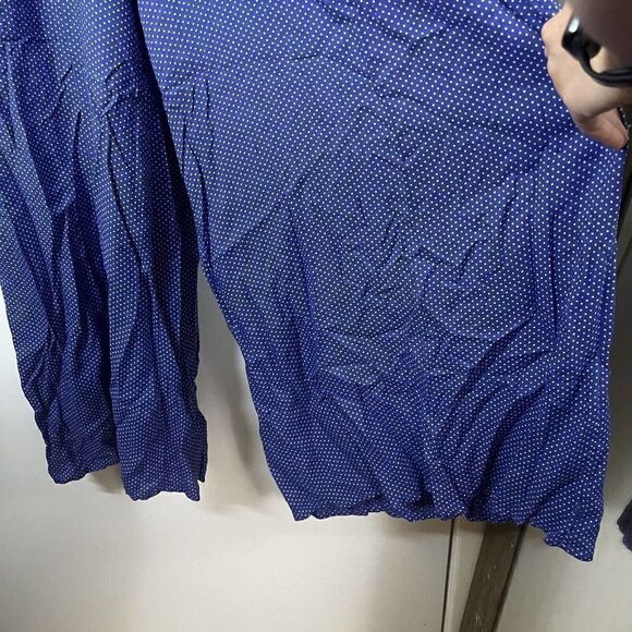 Anthropologie Maeve Justine Blue polka dot wide leg jumpsuit size US 2 - Picture 6 of 9